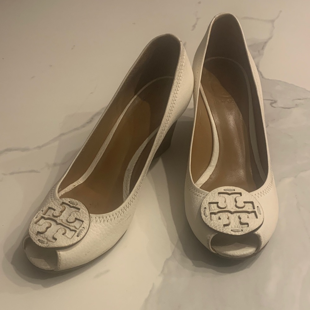 Tory Burch White Wedge Shoes